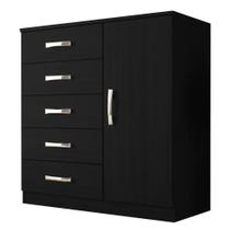 Cômoda Evidencia com Sapateira e 5 Gavetas Cor Preto Cômoda Evidencia com Sapateira e 5 Gavetas Cor Preto