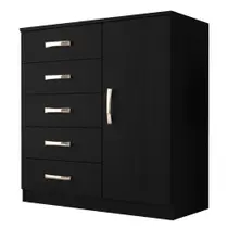 Cômoda Evidencia com Sapateira e 5 Gavetas Cor Preto Cômoda Evidencia com Sapateira e 5 Gavetas Cor Preto