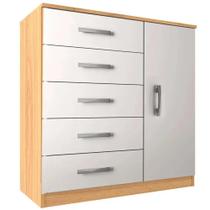 Cômoda Evidencia com Sapateira e 5 Gavetas Zurique Cor Cinamomo Branco Cômoda Evidencia com Sapateira e 5 Gavetas Zurique Cor Cinamomo Branco