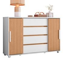 Cômoda Evidenza 4 Gavetas Branco/Freijó (Flex) - ABZ Cômoda Evidenza 4 Gavetas Branco/Freijó (Flex) - ABZ