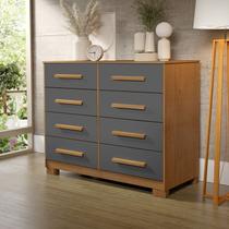 Cômoda Fazzio Lara 8 Gavetas Freijo Nature Cinza