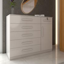 Cômoda Fleur 1 Porta 6 Gavetas Branco - Panorama Móveis