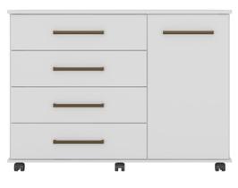 Cômoda Flora 4 Gavetas e 1 Porta com Rodízios Branco Brilho - Demóbile
