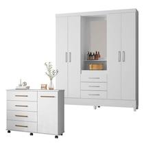 Cômoda Flora e Guarda Roupa Casal Capelinha Pérsia Branco Flex - Demóbile Cômoda Flora e Guarda Roupa Casal Capelinha Pérsia Branco Flex - Demóbile