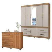 Cômoda Flora e Guarda Roupa Casal Guarujá Amêndola Off White - Demóbile