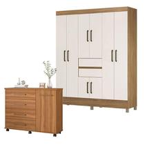 Cômoda Flora e Guarda Roupa Casal Munique Amêndola Off White - Demóbile Cômoda Flora e Guarda Roupa Casal Munique Amêndola Off White - Demóbile