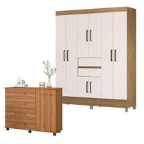 Cômoda Flora E Guarda Roupa Casal Munique Amêndola Off White - Demóbile Cômoda Flora E Guarda Roupa Casal Munique Amêndola Off White - Demóbile