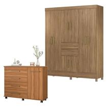 Cômoda Flora e Guarda Roupa Casal Munique Amêndola Touch - Demóbile