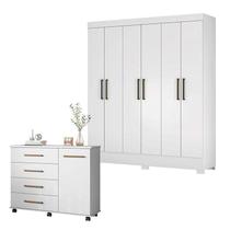 Cômoda Flora e Guarda Roupa Casal Verso Branco - Demóbile Cômoda Flora e Guarda Roupa Casal Verso Branco - Demóbile