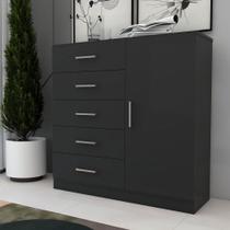 Cômoda Flórida Avanti 5 Gavetas 1 Porta Preto - Panorama Móveis Cômoda Flórida Avanti 5 Gavetas 1 Porta Preto - Panorama Móveis