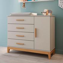 Cômoda Fraldário Mdf para Quarto de Bebê Hellen Off White/Bétula Cômoda Fraldário Mdf para Quarto de Bebê Hellen Off White/Bétula