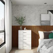 Cômoda Gaia 5 Gavetas Evidência Branco