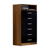 Cômoda Gaia 6 Gavetas Imbuia e Preto Evidência