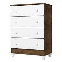 Cômoda Gaveteiro Ariel Branco Acetinado Amadeirado - Carolina Cômoda Gaveteiro Ariel Branco Acetinado Amadeirado - Carolina