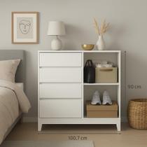 Comoda Gaveteiro C/ 4 Gavetas 1 Porta Fit -Santos Andirá - Com Pés -Branco Comoda Gaveteiro C/ 4 Gavetas 1 Porta Fit -Santos Andirá - Com Pés -Branco