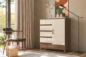 Comoda Gaveteiro C/ 4 Gavetas 1 Porta Fit -Santos Andirá - Com Pés - Jequitiba/Offwhite Comoda Gaveteiro C/ 4 Gavetas 1 Porta Fit -Santos Andirá - Com Pés - Jequitiba/Offwhite