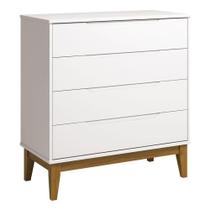 Cômoda Gaveteiro Classic Elfe Branco Acetinado Amadeirado - Reller Cômoda Gaveteiro Classic Elfe Branco Acetinado Amadeirado - Reller