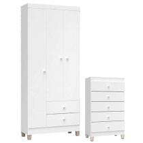 Cômoda Gaveteiro E Guarda Roupa 3 Portas Ternura Baby Branco Incorplac