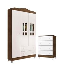 Cômoda Gaveteiro E Guarda Roupa Ariel Branco Acetinado Amadeirado - Carolina Cômoda Gaveteiro E Guarda Roupa Ariel Branco Acetinado Amadeirado - Carolina