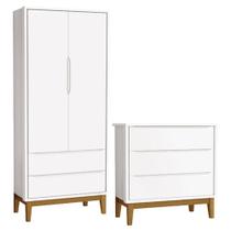 Cômoda Gaveteiro E Guarda Roupa Infantil 2 Portas New Classic Branco Com Pés Madeira Reller Cômoda Gaveteiro E Guarda Roupa Infantil 2 Portas New Classic Branco Com Pés Madeira Reller