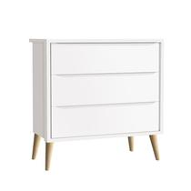 Cômoda Gaveteiro Infantil Theo Branco Acetinado com Pés Madeira Natural - Reller Cômoda Gaveteiro Infantil Theo Branco Acetinado com Pés Madeira Natural - Reller