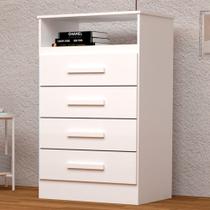 Cômoda Gaveteiro Jéssica 4 Gavetas 100% Mdf Branco - Acp Móveis Cômoda Gaveteiro Jéssica 4 Gavetas 100% Mdf Branco - Acp Móveis