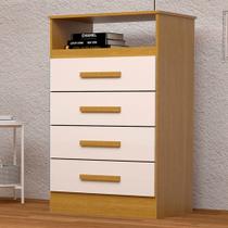 Cômoda Gaveteiro Jéssica 4 Gavetas 100% Mdf Flex Cinamomo/Off White - Acp Móveis Cômoda Gaveteiro Jéssica 4 Gavetas 100% Mdf Flex Cinamomo/Off White - Acp Móveis