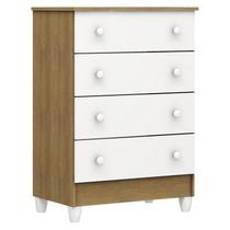 Cômoda Gaveteiro Mel Flat Branco Acetinado Amadeirado - Carolina Cômoda Gaveteiro Mel Flat Branco Acetinado Amadeirado - Carolina