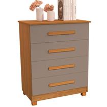 Cômoda Gaveteiro Organizador Multiuso MDF Com 4 Gavetas Pés Madeira Sala Quarto