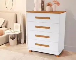 Comoda Gaveteiro Suiça 4 Gavetas 100% Mdf -Pes Madeira Comoda Gaveteiro Suiça 4 Gavetas 100% Mdf -Pes Madeira