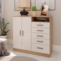 Cômoda Genialflex Guatemala 2 Portas 5 Gavetas Freijó / Off White