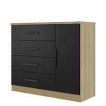 Cômoda Gênova 1 Porta e 4 Gavetas Freijó/Preto - Zanzini Móveis