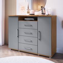 Cômoda Gold 2 Portas 4 Gavetas Freijó/Cinza - Irm Móveis Cômoda Gold 2 Portas 4 Gavetas Freijó/Cinza - Irm Móveis