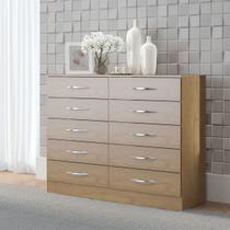 Cômoda Grande 10 Gavetas 117 x 92 Cm Quarto Casal MDP Carvalho 3017 MENU