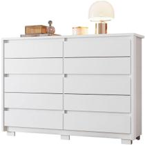 Cômoda Grande 10 Gavetas e Pés Mdp Duello Branco