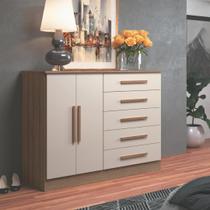 Cômoda Grande 2 Portas 2 Gavetas Amêndoa Off/White - Detroit Móveis Sul