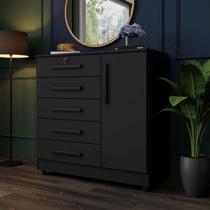 Cômoda Grande 5 Gavetas 1 Porta com Chave Elegante - Repleta