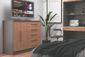 Cômoda GRANDE 5 Gavetas 2 Portas 1.24cm Nogal / Damasco