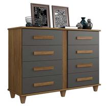 Cômoda Grande 8 Gavetas 136cm Georgia RV Móveis Cinamomo/Grafite
