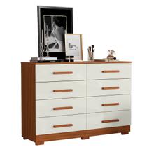 Cômoda Grande 8 Gavetas para Quarto Amora Cinamomo/Off White Cômoda Grande 8 Gavetas para Quarto Amora Cinamomo/Off White
