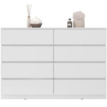 Cômoda Grande 8 Gavetas para Quarto Sinatra Branco