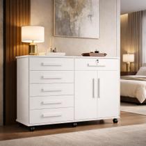 Cômoda Grande Branca Gran Luxo Quarto e Sala com 6 Gavetas e 01 Gaveta com Chave e Sapateira Dupla Cômoda Grande Branca Gran Luxo Quarto e Sala com 6 Gavetas e 01 Gaveta com Chave e Sapateira Dupla