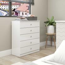 Cômoda Grande com 5 Gavetas 75x91cm London Branco 6505