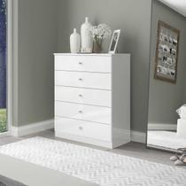 Cômoda Grande com 5 Gavetas para Quarto 75x91cm 6505 Menu Móveis Branco Cômoda Grande com 5 Gavetas para Quarto 75x91cm 6505 Menu Móveis Branco
