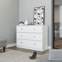 Cômoda Grande Com 6 Gavetas 110x80cm Branco 6513 Menu Móveis Branco