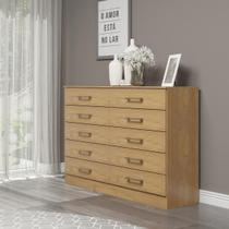 Cômoda Grande para Quarto Casal com 10 Gavetas 117x92 Cm Mdp Carvalho 3017 Menu