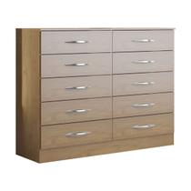 Cômoda Grande para Quarto Casal com 10 Gavetas 117x92 Cm MDP Carvalho 3017 MENU