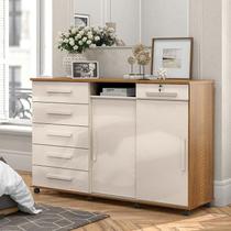 Cômoda Grande Portas de Correr Espelho 176cm Max New Lukaliam Freijo/Off White