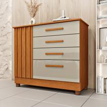 Cômoda Guarani 1 Porta 4 Gavetas Ripado 31299 Cinamomo/Off White - Tcil Móveis