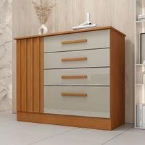 Cômoda Guarani 1 Porta 4 Gavetas Ripado Cinamomo/Off White - Tcil Móveis